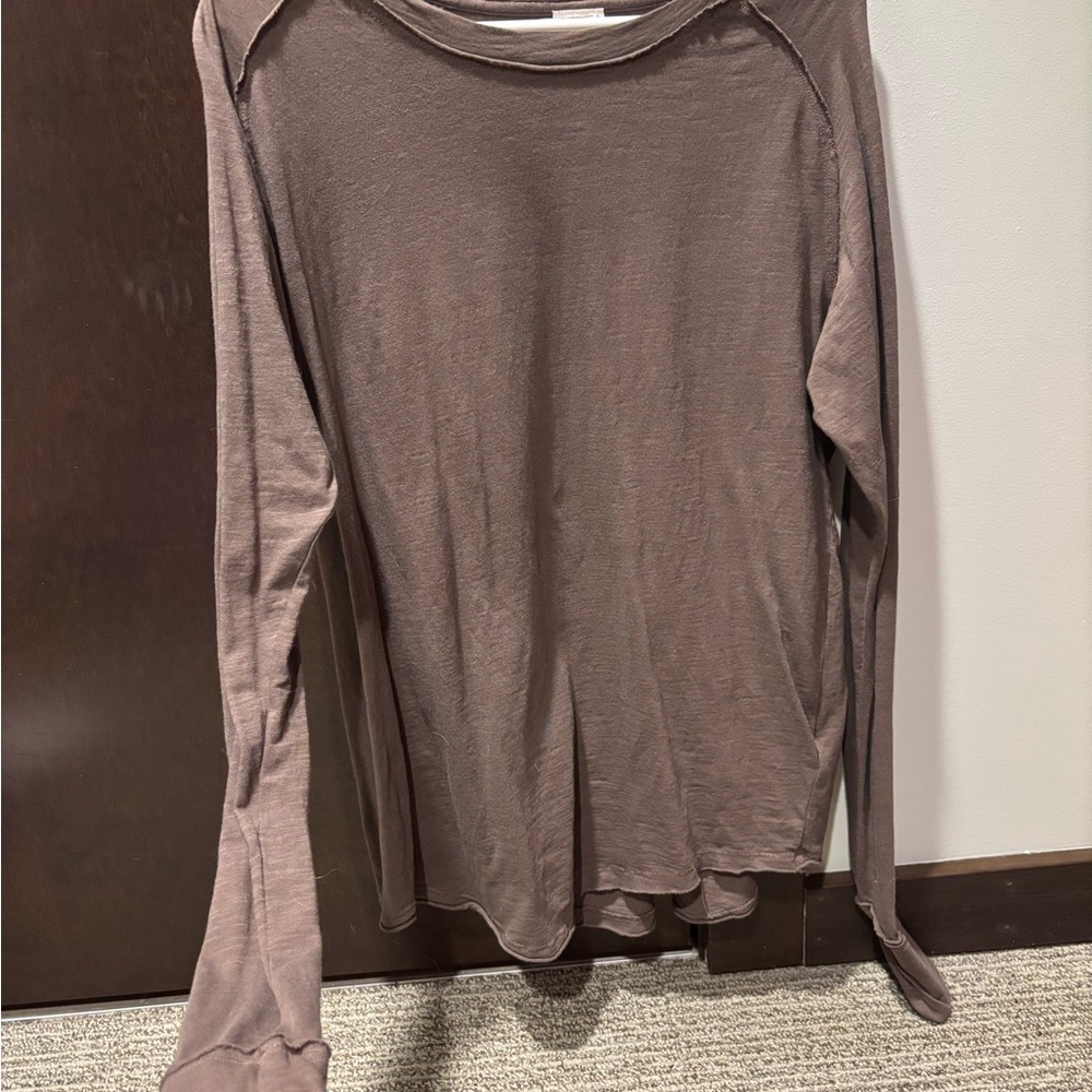 We The Free Brown Long Sleeve Relaxed T-Shirt